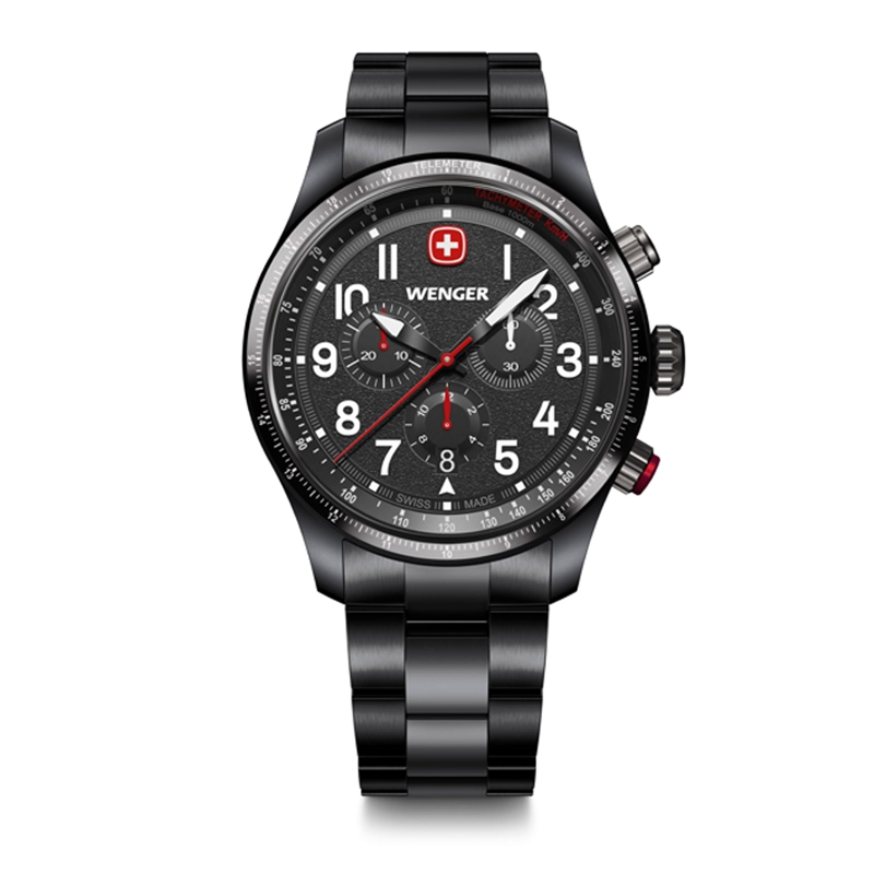 TERRAGRAPH CHRONO NEGRO/BLANCO CORREA DE ACERO WENGER - 1