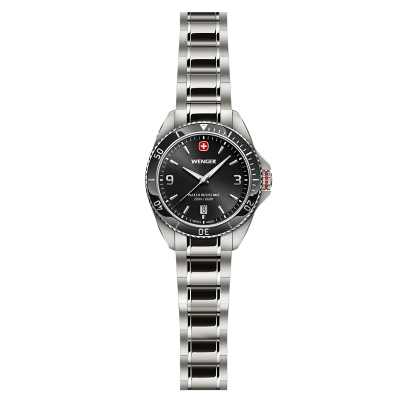 RELOJ EXECUTIVE NEGRO CORREA DE ACERO WENGER - 2