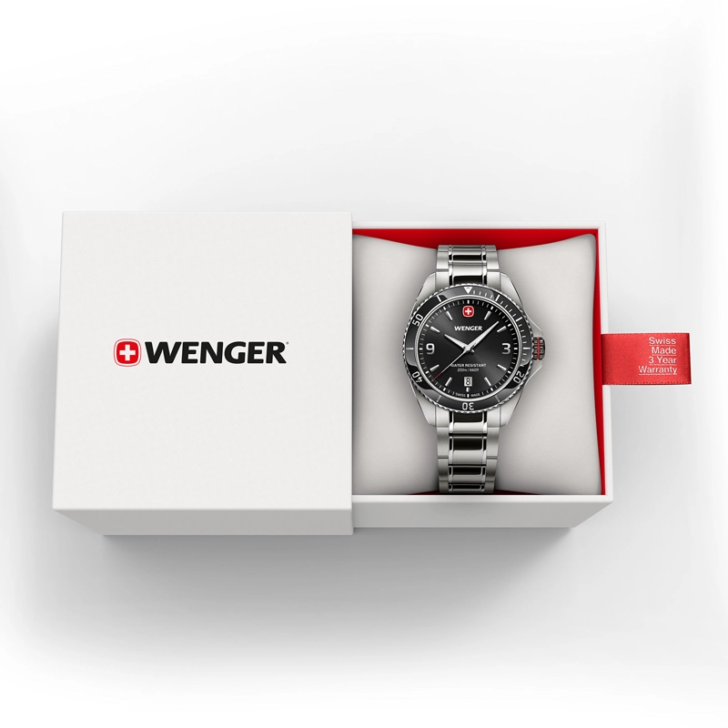 RELOJ EXECUTIVE NEGRO CORREA DE ACERO WENGER - 4