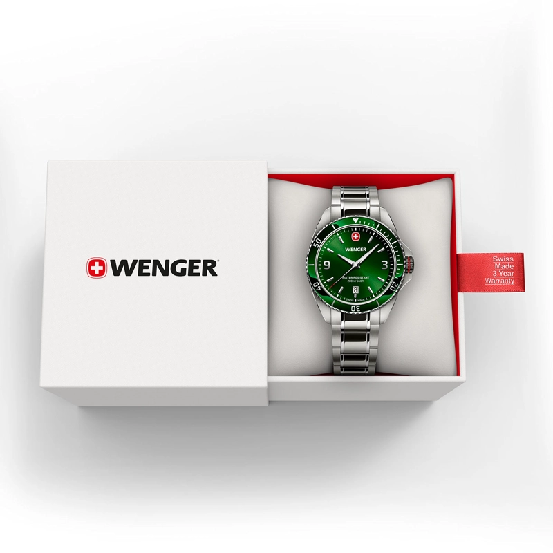 RELOJ EXECUTIVE VERDE CORREA DE ACERO WENGER - 4