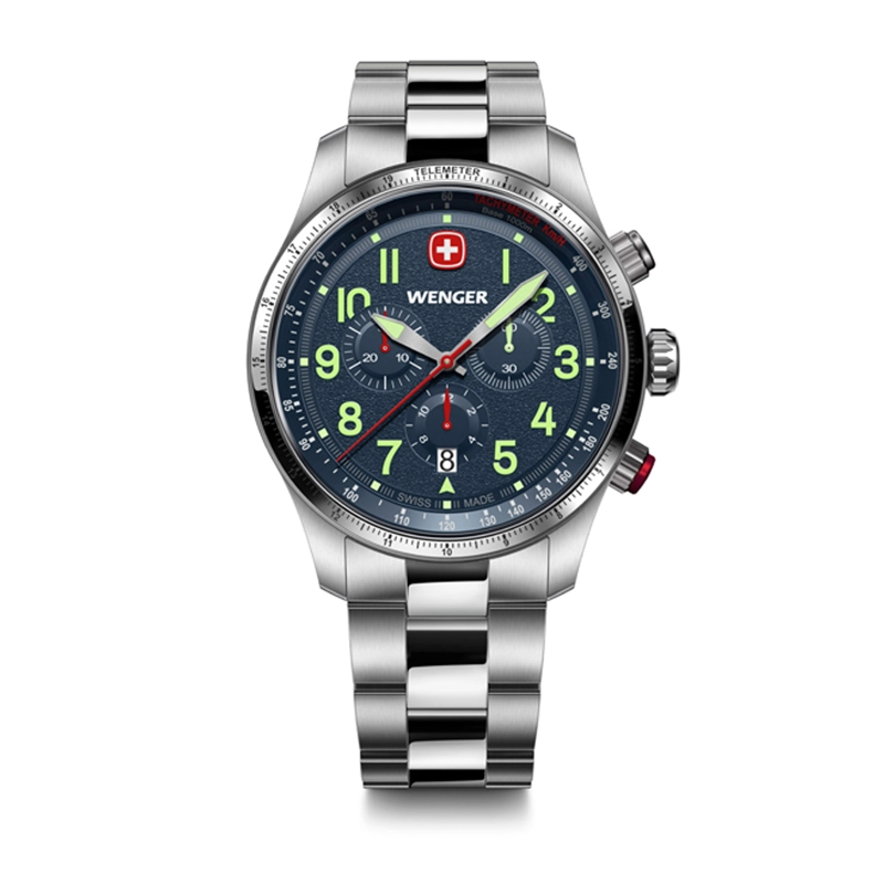 RELOJ TERRAGRAPH CHRONO AZUL CORREA DE ACERO WENGER - 1