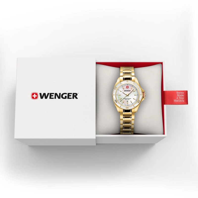 RELOJ EXECUTIVE CORREA ACERO DORADO WENGER - 4