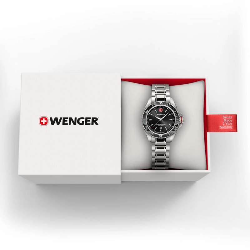 RELOJ EXECUTIVE CORREA ACERO DIAL NEGRO WENGER - 3