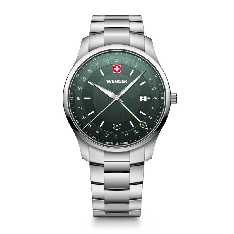 RELOJ CITY GMT 42 CORREA ACERO WENGER - 1
