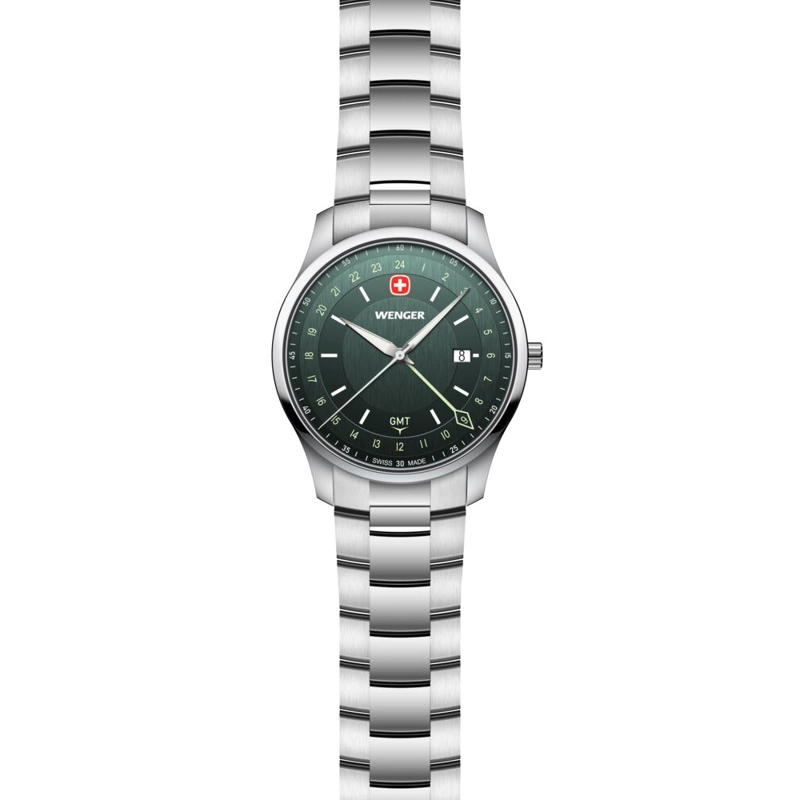 RELOJ CITY GMT 42 CORREA ACERO WENGER - 2