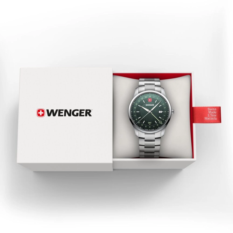 RELOJ CITY GMT 42 CORREA ACERO WENGER - 4