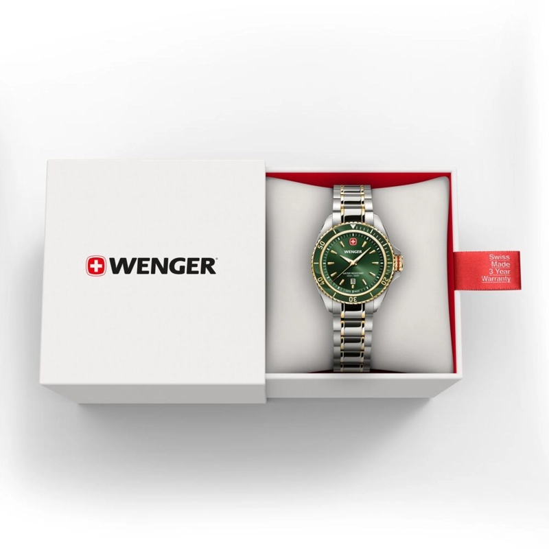 RELOJ EXECUTIVE CORREA ACERO DIAL VERDE WENGER - 3