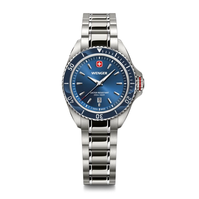 RELOJ EXECUTIVE CORREA ACERO DIAL AZUL WENGER - 1