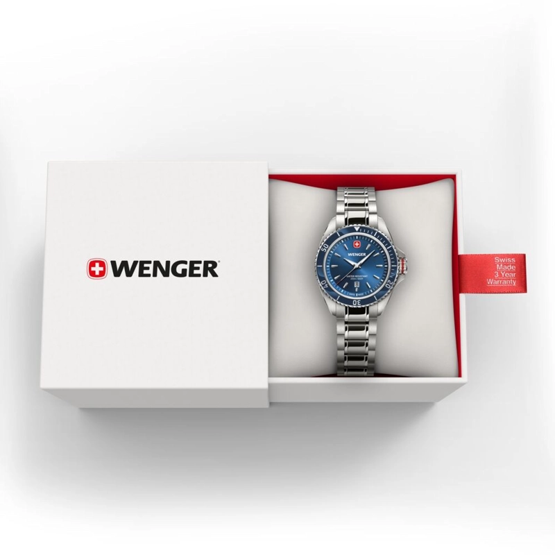 RELOJ EXECUTIVE CORREA ACERO DIAL AZUL WENGER - 4