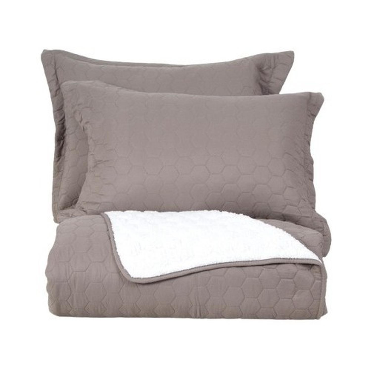 PLUMÓN MASHINI 2 PLAZAS GRIS QUILT SHERPA - 1