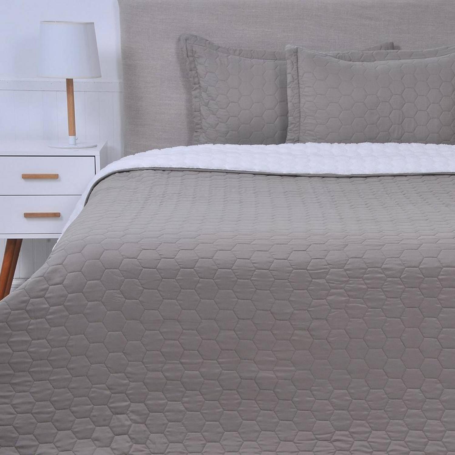 PLUMÓN MASHINI 2 PLAZAS GRIS QUILT SHERPA - 2