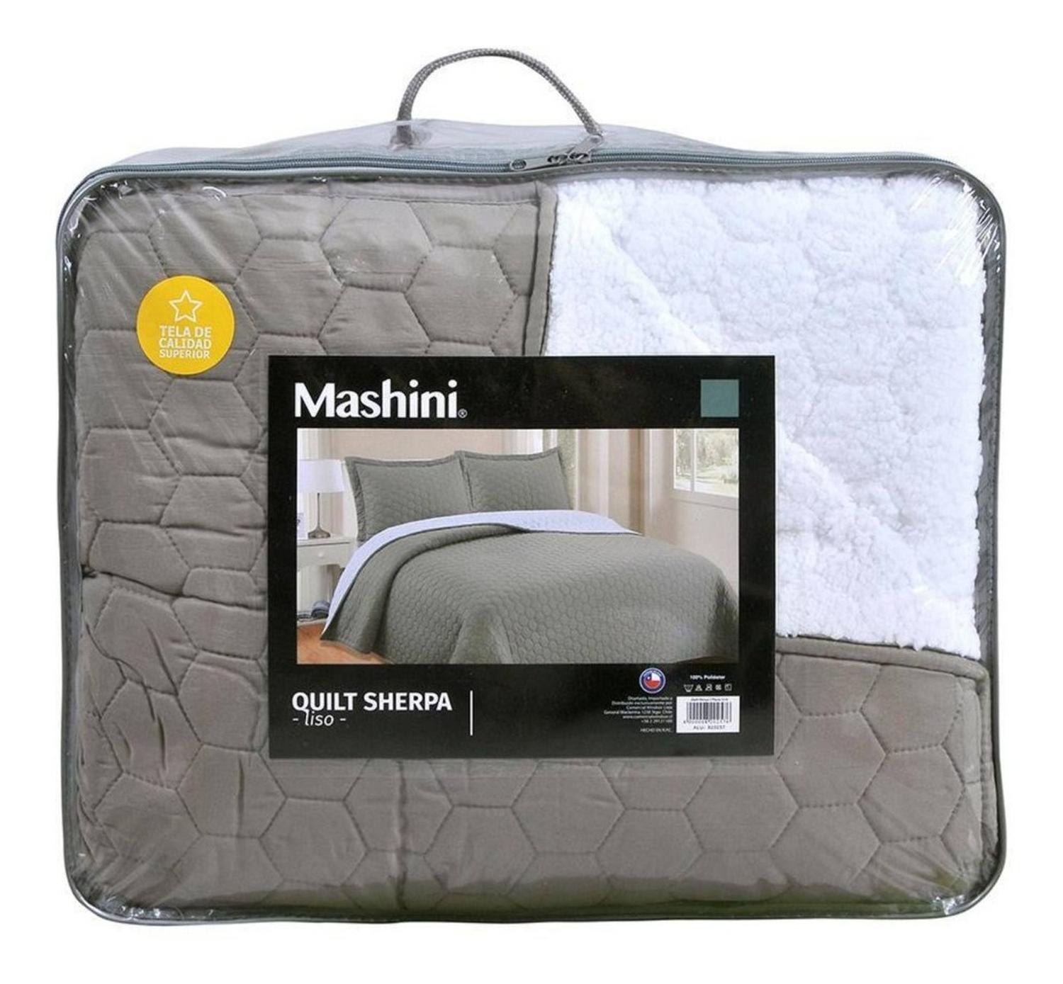 PLUMÓN MASHINI 2 PLAZAS GRIS QUILT SHERPA - 5
