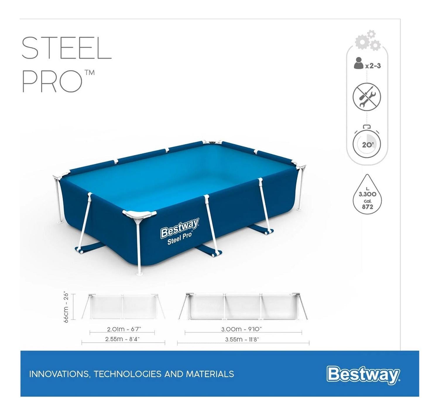 PISCINA BESTWAY RECTANGULAR 3 M X 2.01 M X 66 CM - 2