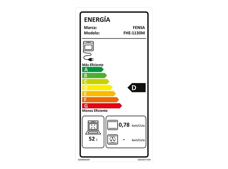 HORNO FENSA FHE 1130 M EMPOTRABLE ELÉCTRICO 52L NEGRO 220V - 9