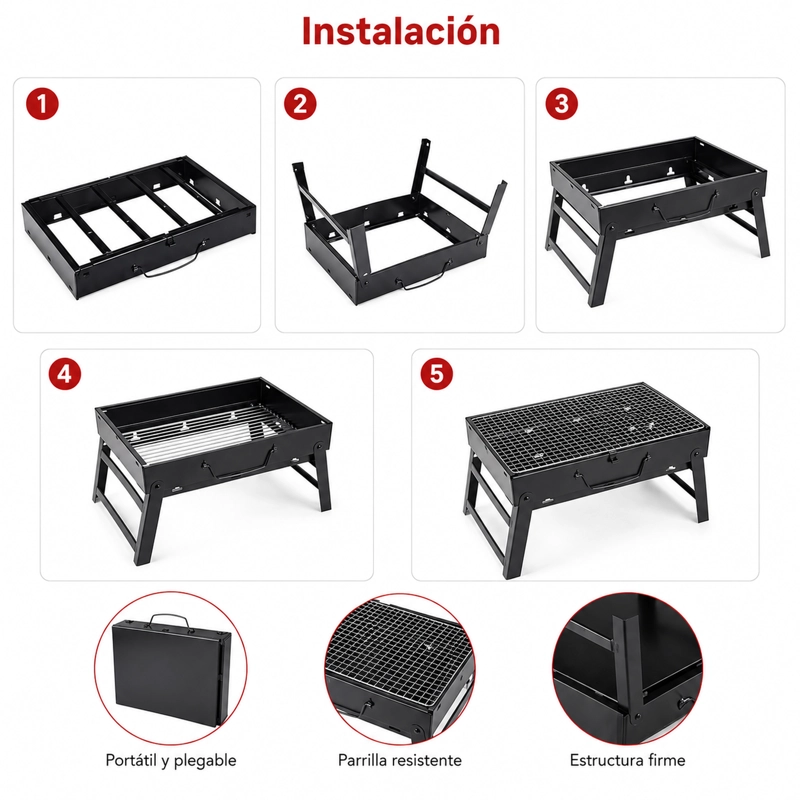 PARRILLERA (ASADOR) A CARBON PLEGABLE HZA-28 - 4