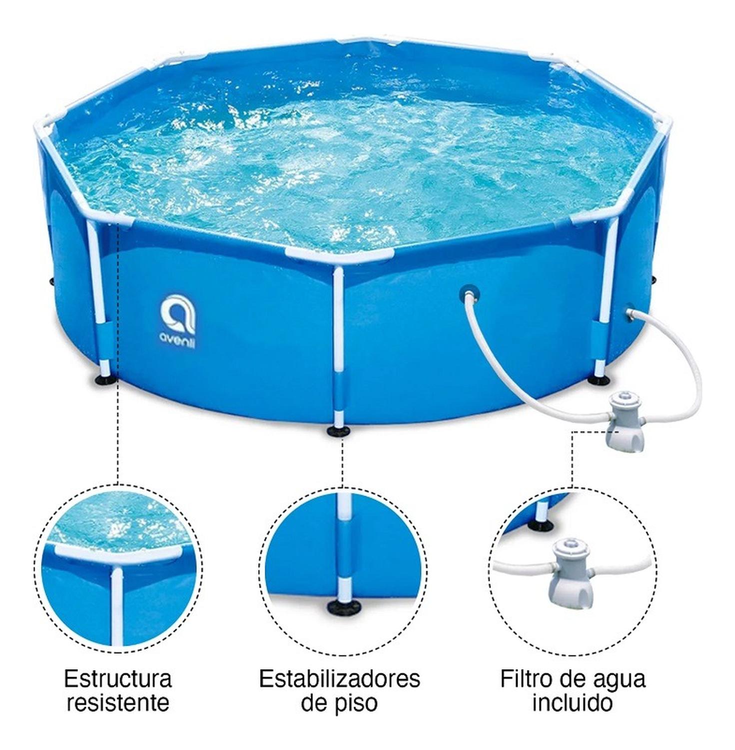 PISCINA CON FILTRO 6125 L 76X360 CM CELESTE - 2