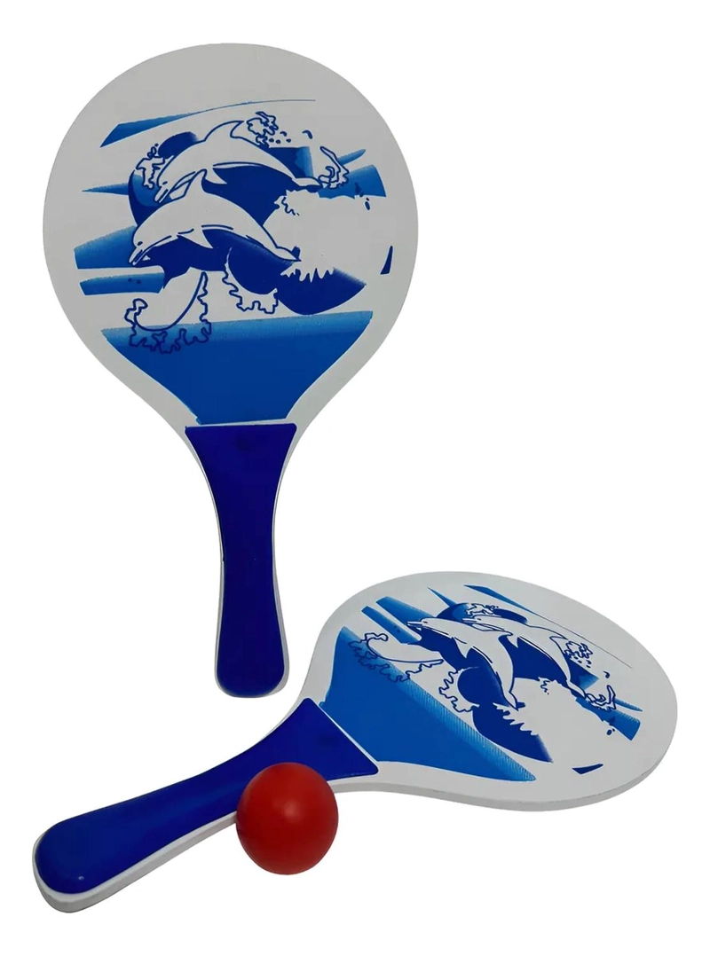 SET DE PALETAS DE PLAYA MADERA MEDIANA + 1 PELOTA - 1