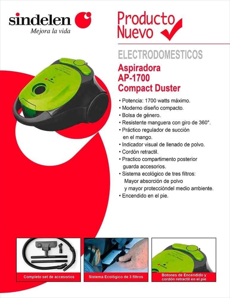 ASPIRADORA SINDELEN VERDE AP-1700VE - 5