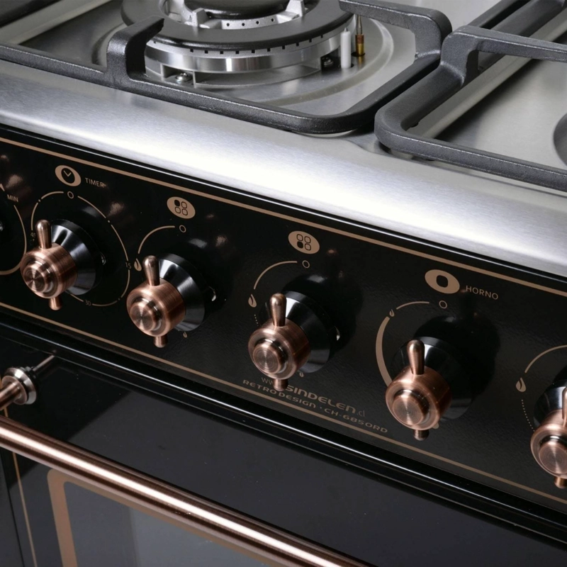 COCINA A GAS RETRO SINDELEN CH-6850RD 4 QUEMADORES - 5