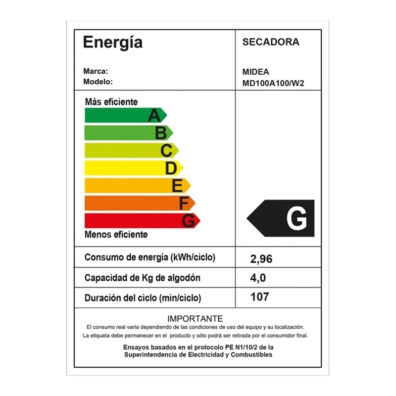 SECADORA MIDEA MD100A100/W2 10 KG - 11