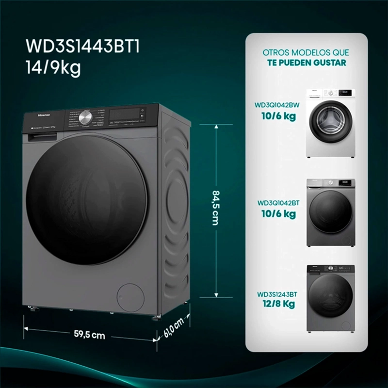 LAVADORA SECADORA HISENSE 14/10 KG WD3S1443BT - 5