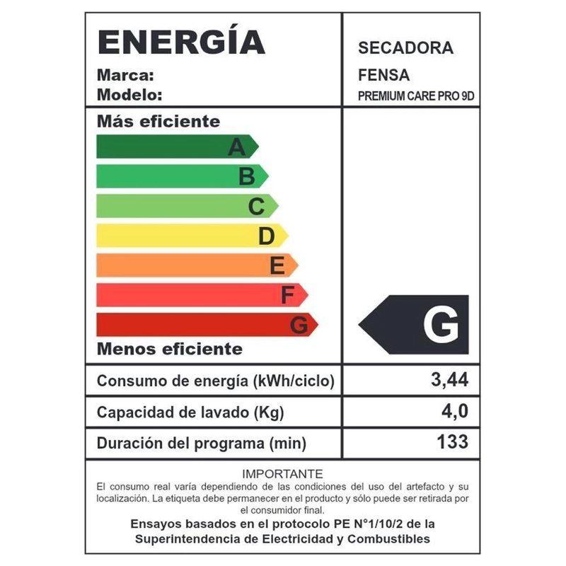 SECADORA FENSA CARGA FRONTAL 9 KG PREMIUM CARE PRO 9D SILVER - 8