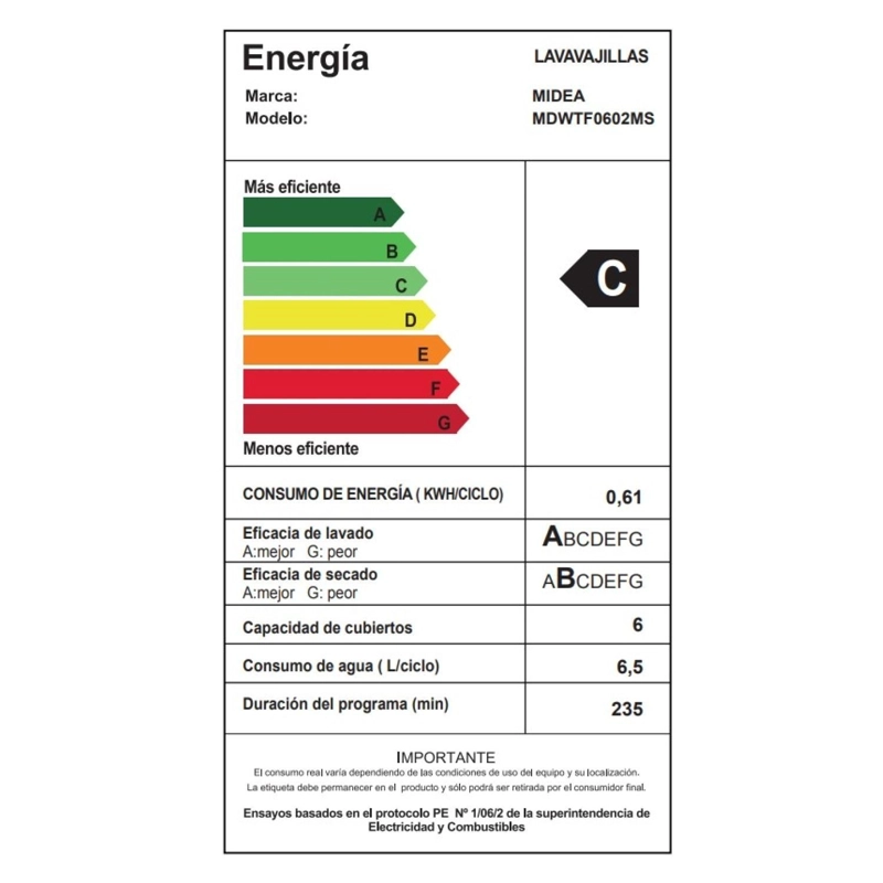 LAVAVAJILLA 6 CUBIERTOS MDWTF0602MS MIDEA - 3