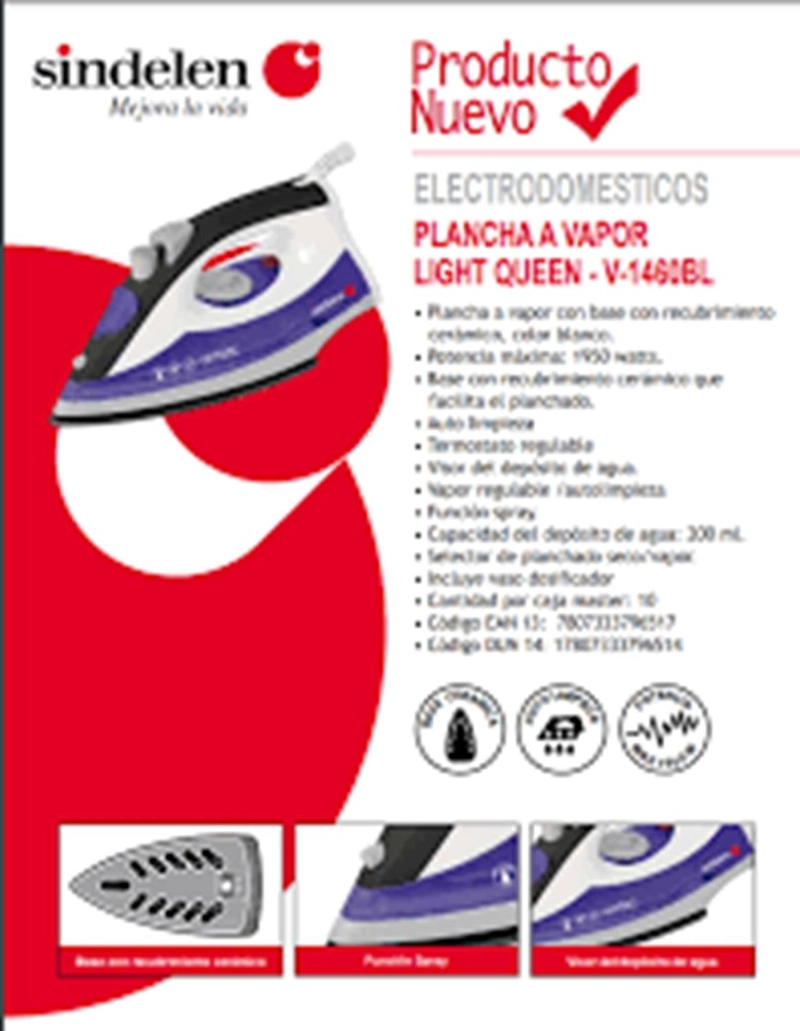 PLANCHA VAPOR SINDELEN V-1460BL - 2