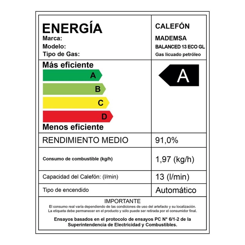 CALEFONT GAS LICUADO MADEMSA 13 LITROS TIRO BALANCED 13 ECO GL - 3