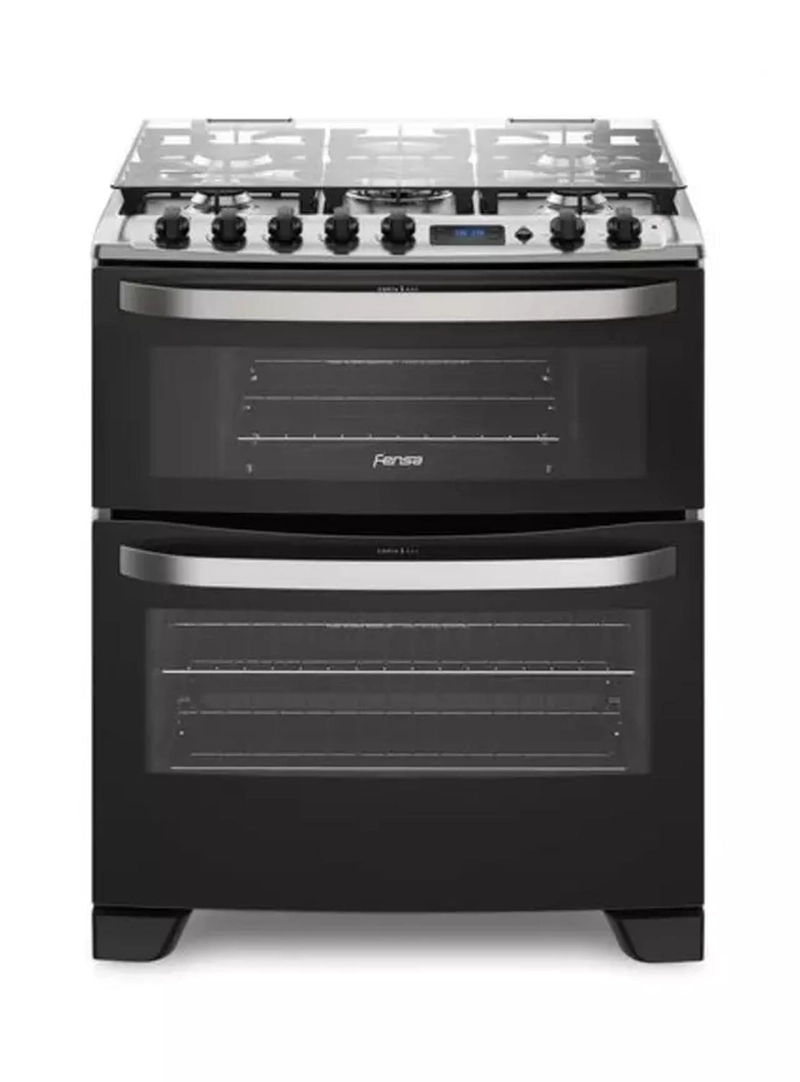 COCINA A GAS FENSA DOBLE HORNO 76 DBT NEGRA - 1