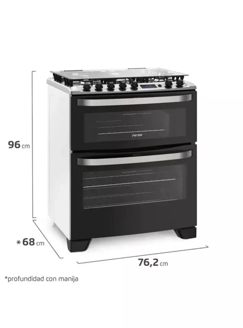 COCINA A GAS FENSA DOBLE HORNO 76 DBT NEGRA - 4
