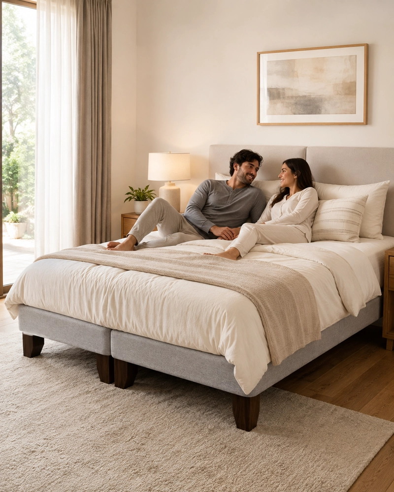 BASE CAMA EUROPEA KING DIVIDIDA GRIS CLARO 180X200 CM - 6