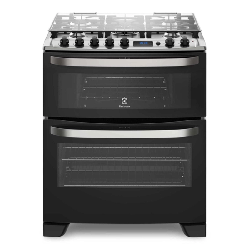 COCINA A GAS 5 PLATOS DOBLE HORNO ELEXTROLUX 76DBA NEGRA - 1