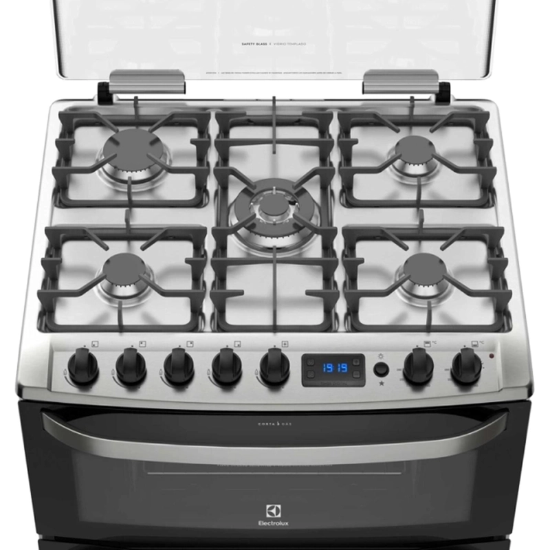 COCINA A GAS 5 PLATOS DOBLE HORNO ELEXTROLUX 76DBA NEGRA - 2