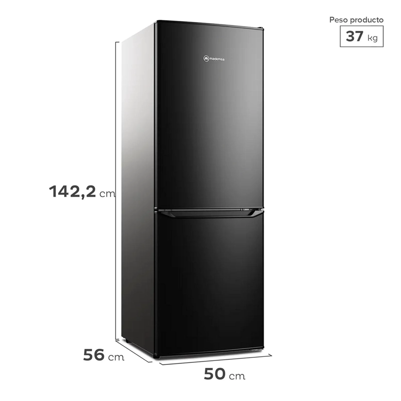 REFRIGERADOR MADEMSA 173L FRIO DIRECTO BOTTOM FREEZER MED165B NEGRO - 5