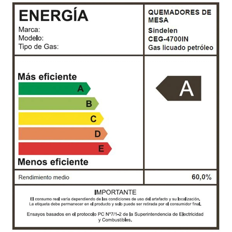 ENCIMERA A GAS 5 QUEMADORES SINDELEN CEG-4700IN - 8