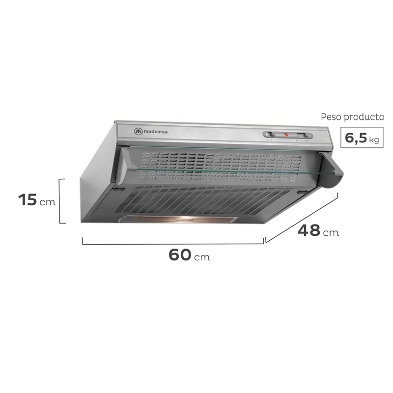 CAMPANA DE COCINA EXTRACTORA MADEMSA 60 CM MX U160S INOX - 4