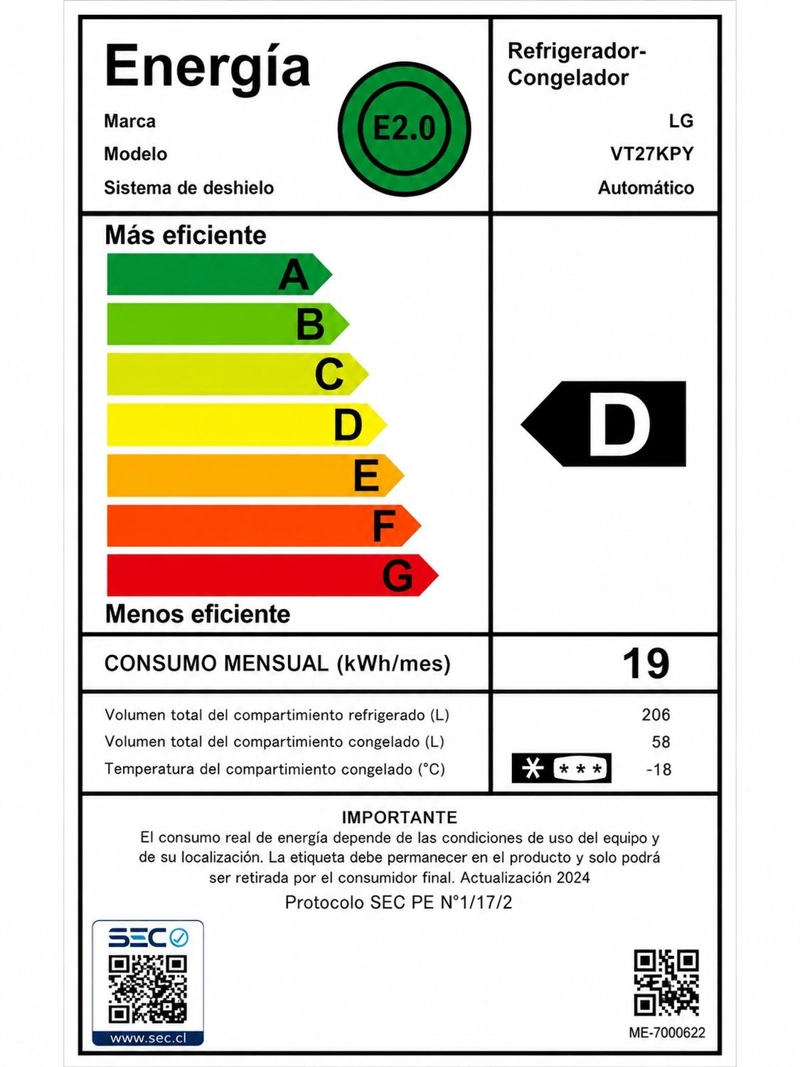 REFRIGERADOR NO FROST TOP FREEZER LG VT27KPY LG CON DISPENSADOR 264L - 9