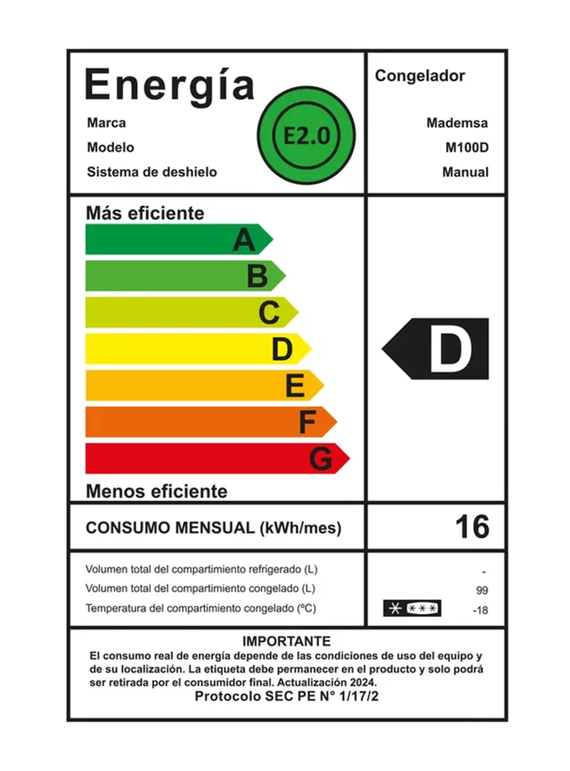 FREEZER HORIZONTAL MADEMSA DUAL FRIO DIRECTO 99 LITROS M100D - 9
