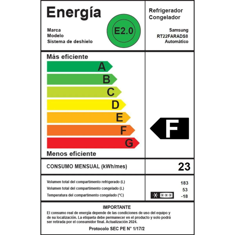 REFRIGERADOR SAMSUNG NO FROST 234 LT TOP MOUNT RT22FARADS8ZS - 8