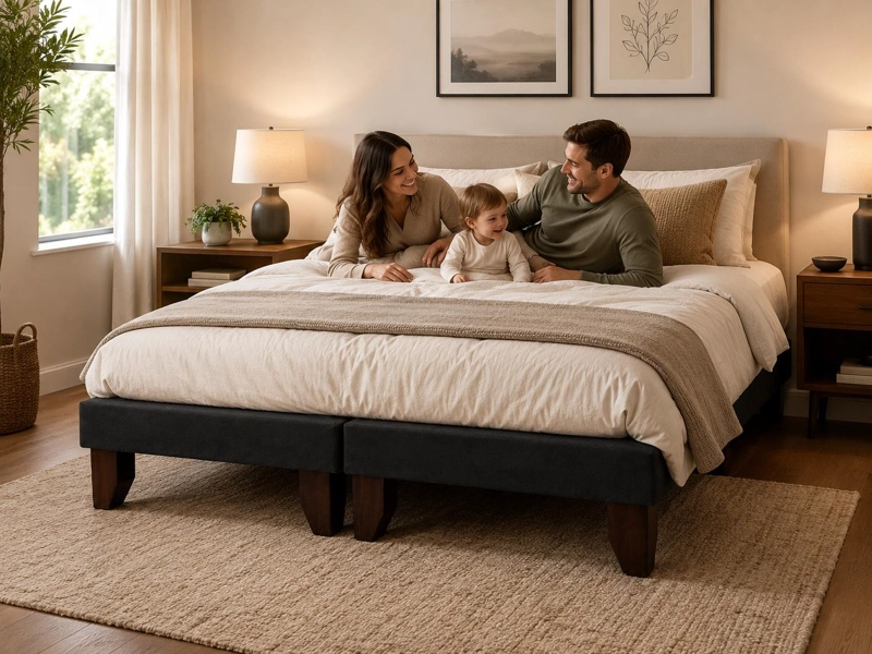 BASE DE CAMA EUROPEA 2 PLAZAS DIVIDIDA 190 CM LARGO - NEGRO - 5