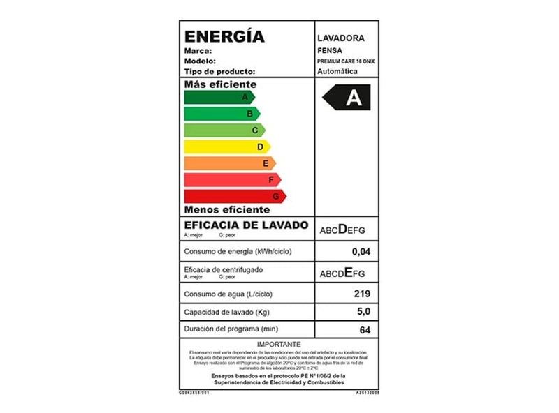 LAVADORA FENSA 16 KG CARGA SUPERIOR PREMIUM CARE ONIX - 7