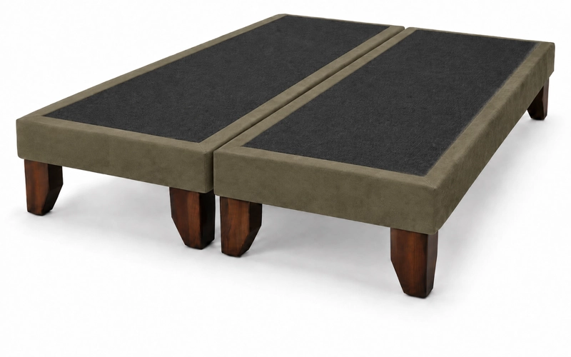 BASE DE CAMA EUROPEA 2 PLAZAS DIVIDIDA VERDE OLIVA 190 CM LARGO - 2