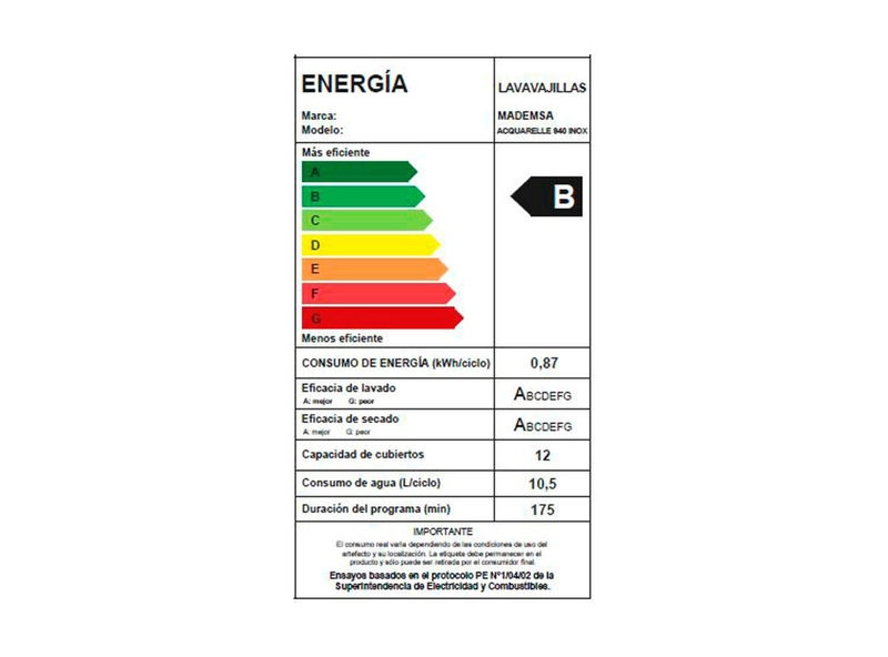 LAVAVAJILLA MADEMSA FRONTAL 12 CUBIERTOS ACQUARELLE 940 INOX - 9