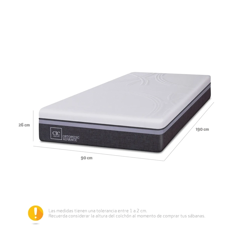 COLCHON CIC ORTOPEDIC ADVANCE 1 PLAZA X 190 CM LARGO - 6