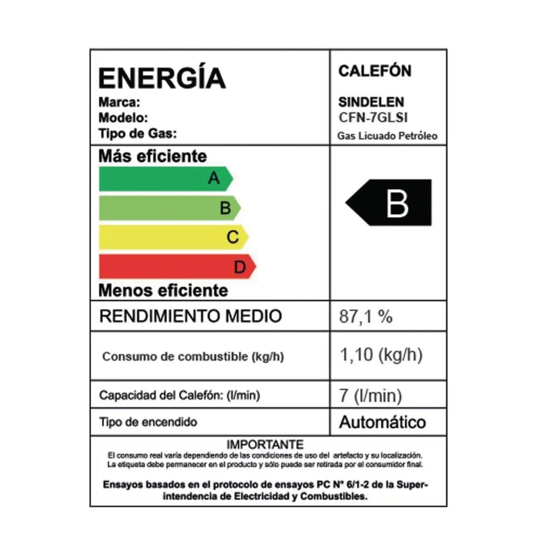 CALEFONT 7 LITROS GAS LICUADO TIRO NATURAL IONIZADO SINDELEN - 6