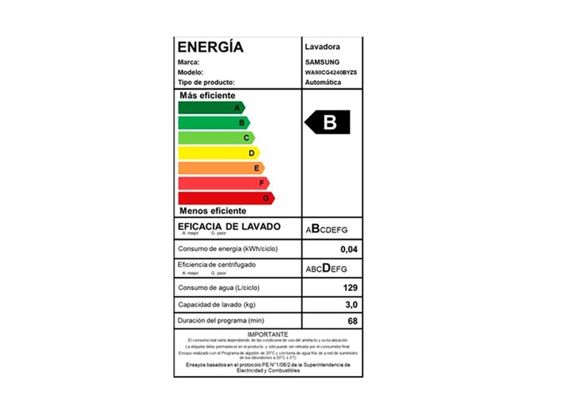 LAVADORA CARGA SUPERIOR SAMSUNG WA90CG4240BYZS 9 KG - 9