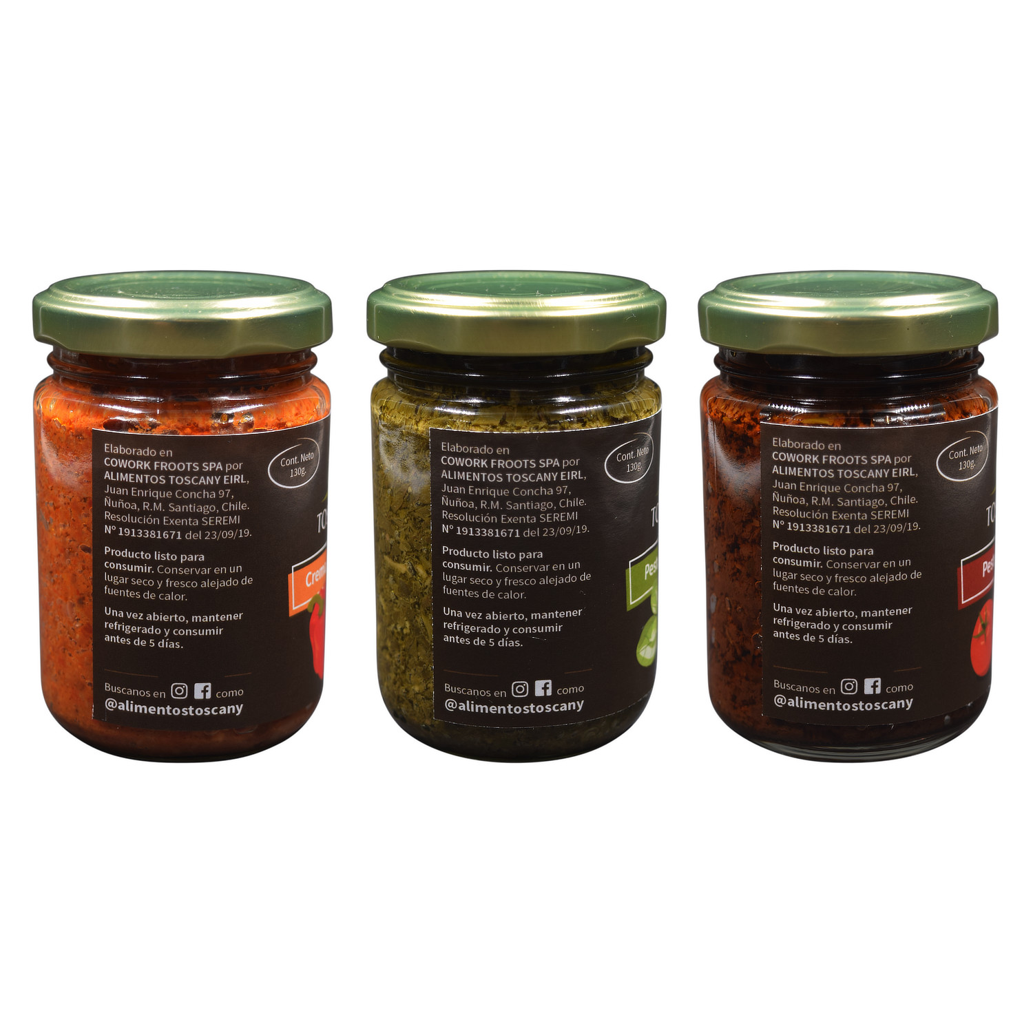 PACK TRIO PESTOS GOURMET: ALBAHACA NUEZ, TOMATE DESHIDRATADO Y PIMENTÓN ASADO. - 4