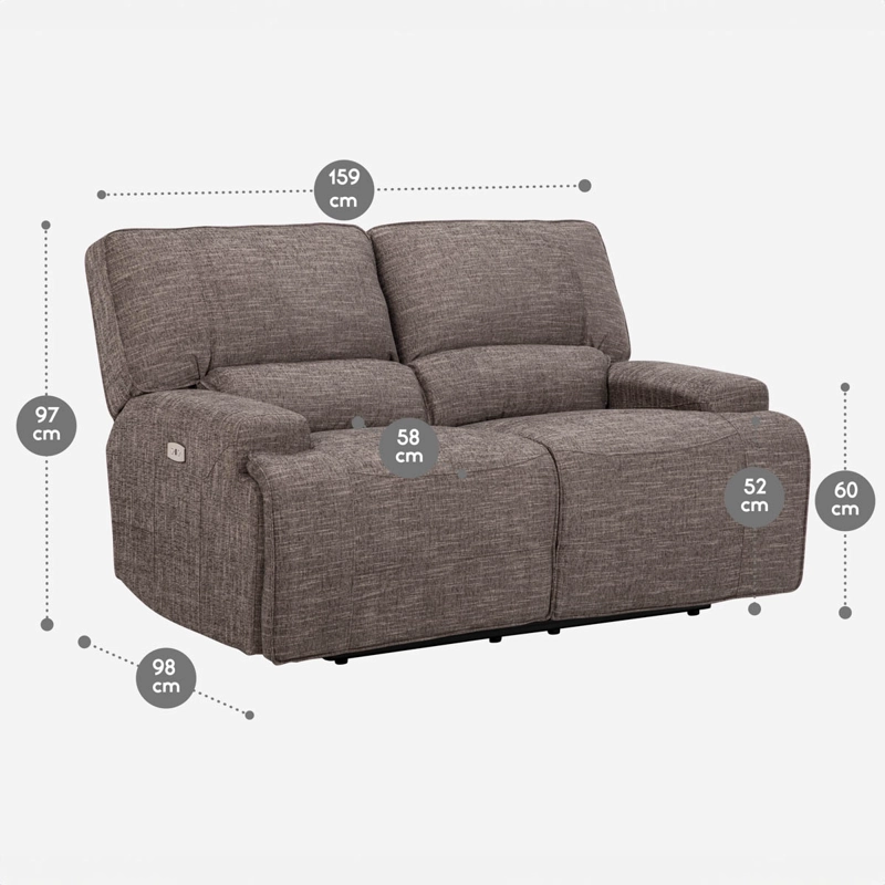 SOFÁ ROSEN JAGGER 2 CUERPOS TAUPE RECLINABLE ELÉCTRICO - 2