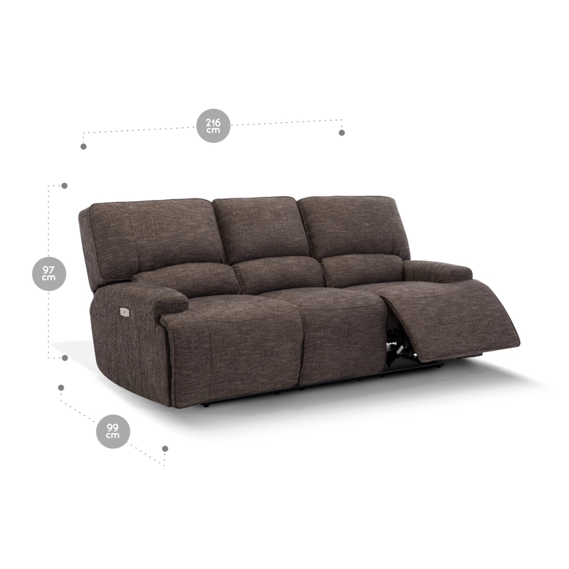 SOFÁ RECLINABLE ROSEN JAGGER 3 CUERPOS TAUPE ELÉCTRICO - 2